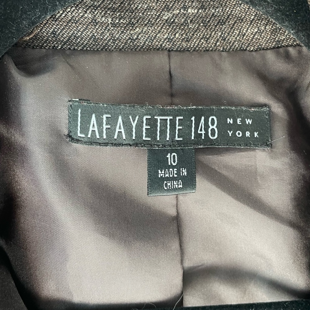 Lafayette 148 Dark Chocolate Wool Blend Minimalist Tailored Blazer - Picture 10 of 12